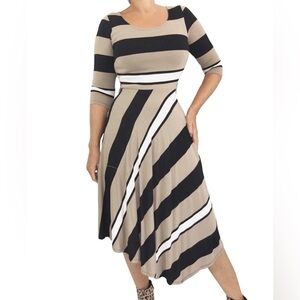 BOBBIE BEE Striped High Low Asymetrical Boho Dress Fall Winter Women’s Size 8